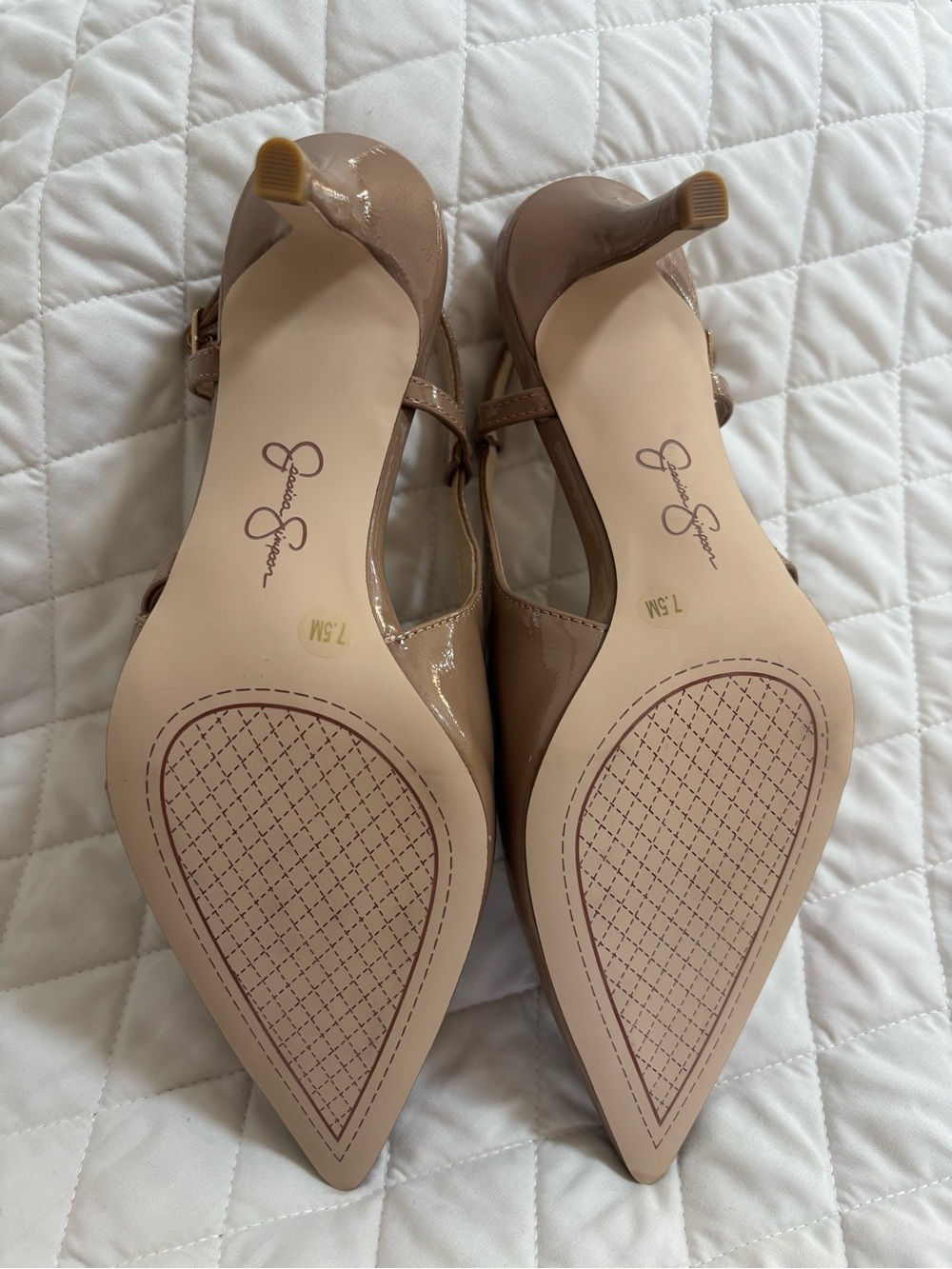 Jessica Simpson Nude Patent Pointed Slingback Heels - Picture 5 of 7